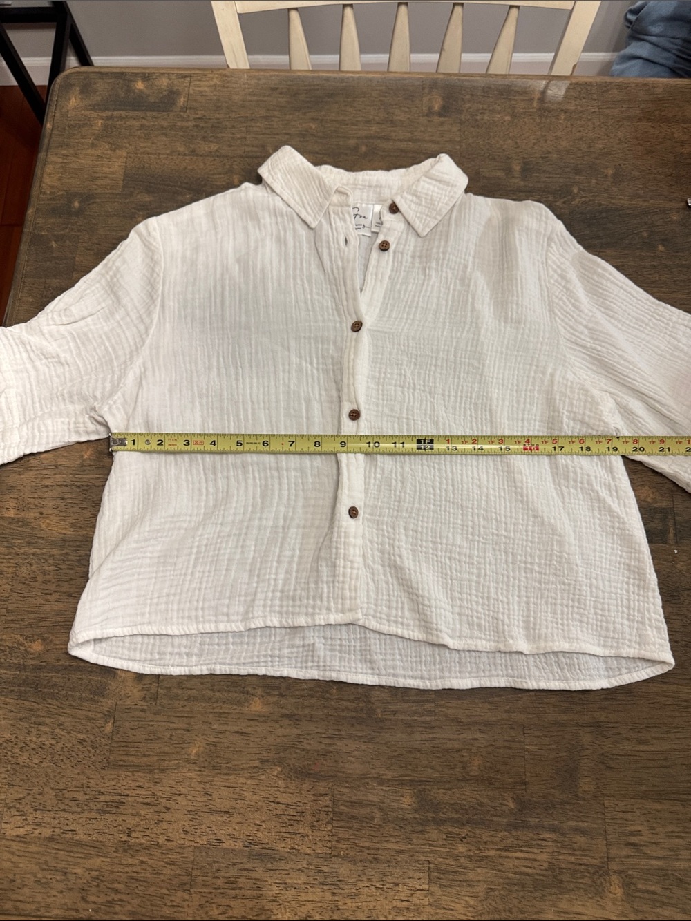 100% Cotton White Crop Button Down Set with Matching Elastic Waistband Shorts - Picture 15 of 15